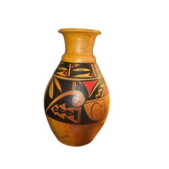 Mexican Handmade Painted Pottery Vase (Made in Mexico) - Picture 1 of 8